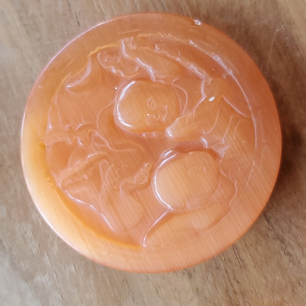 New Carved Orange Cat Eye Buddhist Monk Pendant.